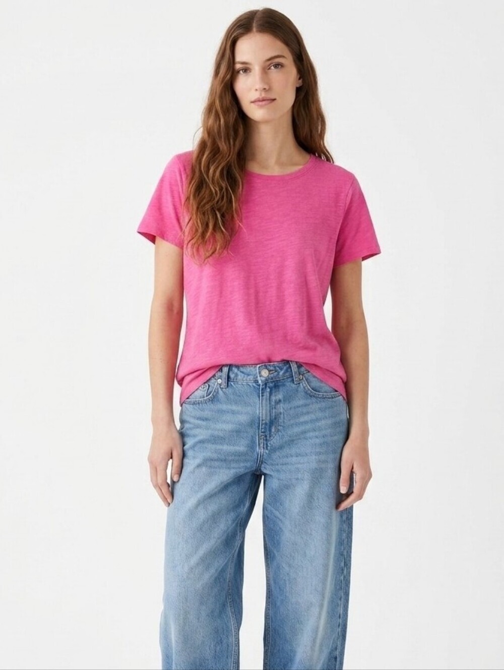 NWT Sporty Cotton Polyester Short Sleeve Crewneck Everday T-Shirt In Pink